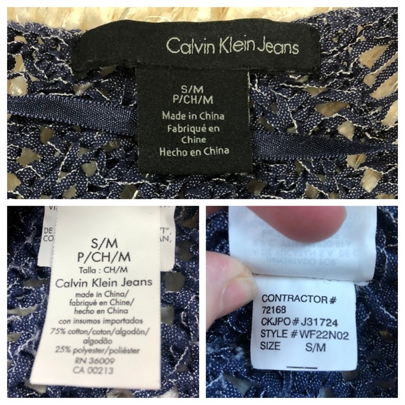 Calvin Klein Jeans open weave rag knit top S/M - Picture 8 of 8